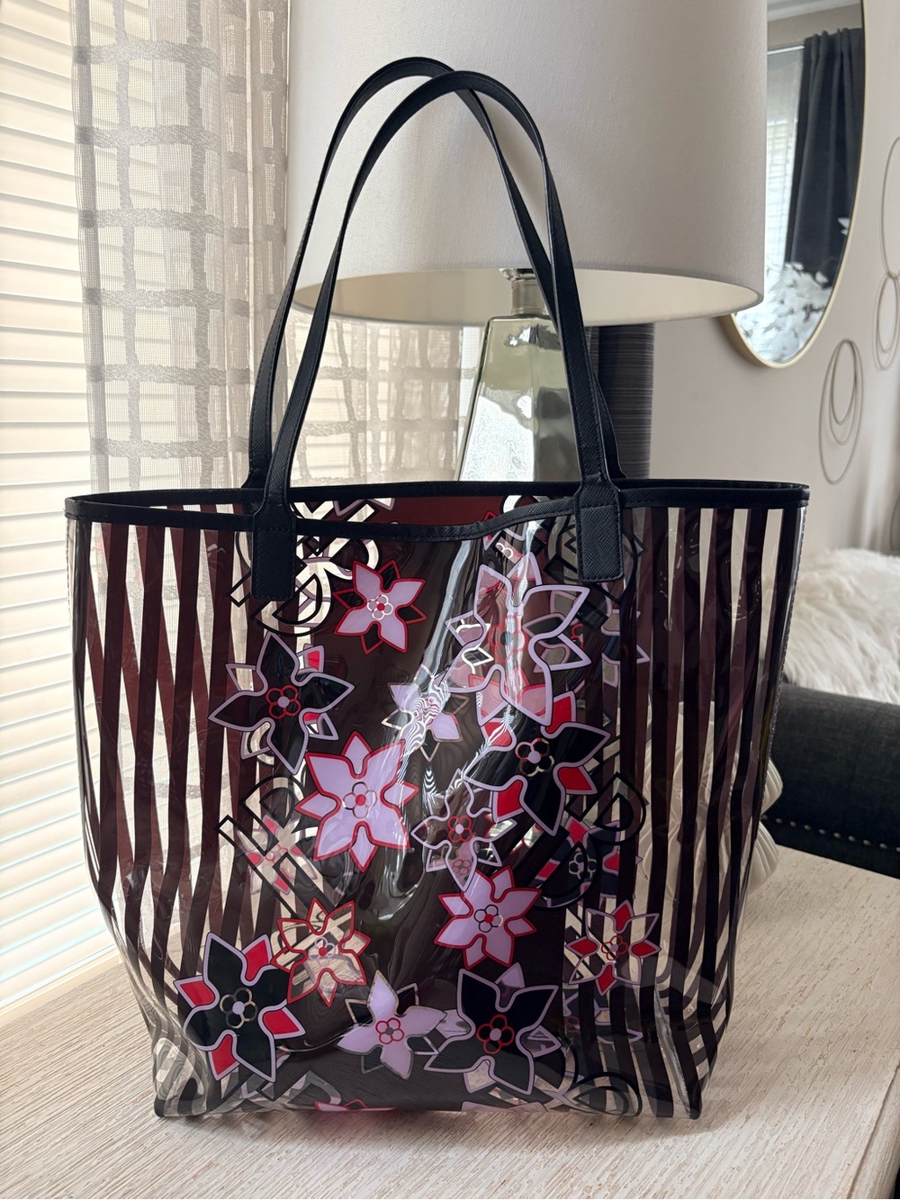 Henri Bendel Colorful Floral PVC Tote Bag